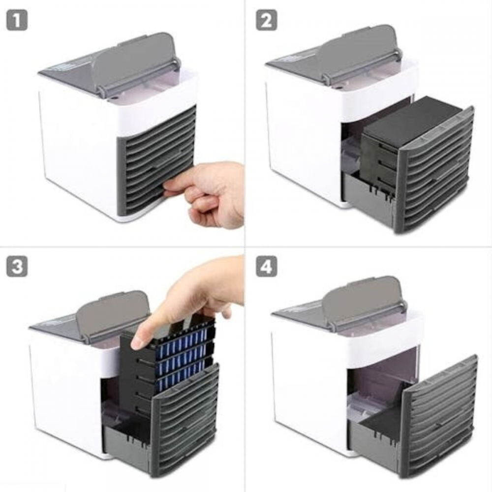 Mini Ar Condicionado Portátil Resfria, Umidifica, USB 