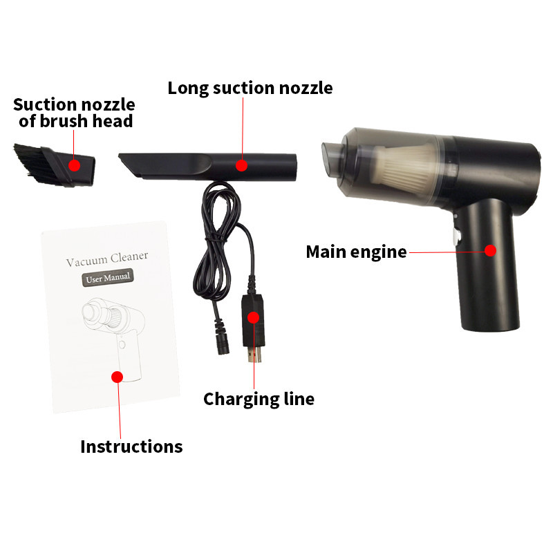 Mini Aspirador Sem Fio para Carro - Potência 6000Pa e Bateria 2000mAh 