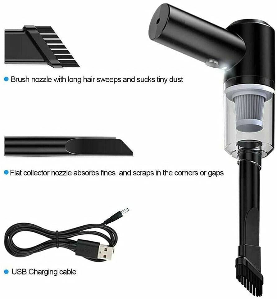 Mini Aspirador Sem Fio para Carro - Potência 6000Pa e Bateria 2000mAh 