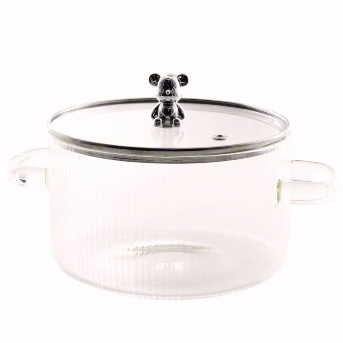 Panela de vidro transparente com tampa de ursinho 1,7L 