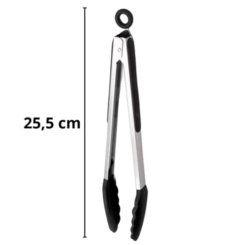Pegador Multiuso Silicone e Inox - Pinça - Churrasco - Salada - Grelhados - Fritura 