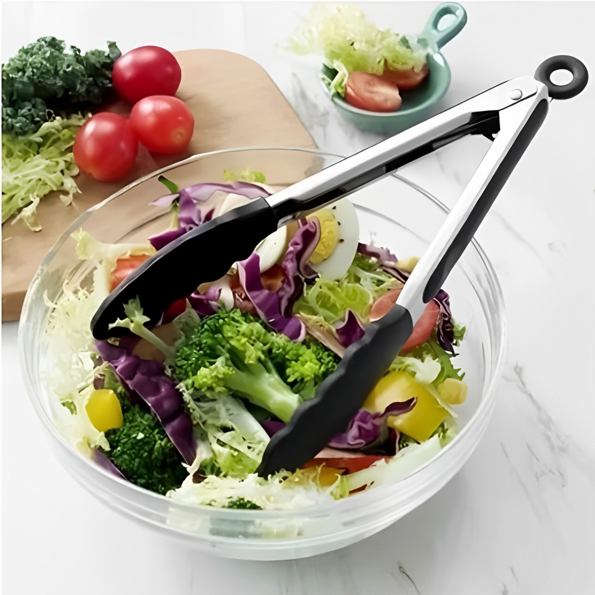 Pegador Multiuso Silicone e Inox - Pinça - Churrasco - Salada - Grelhados - Fritura 