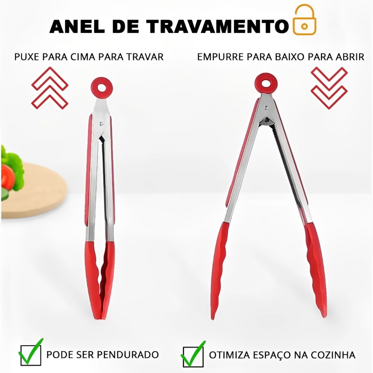 Pegador Premium em Silicone e Inox - Multiuso e Resistente Vermelho 