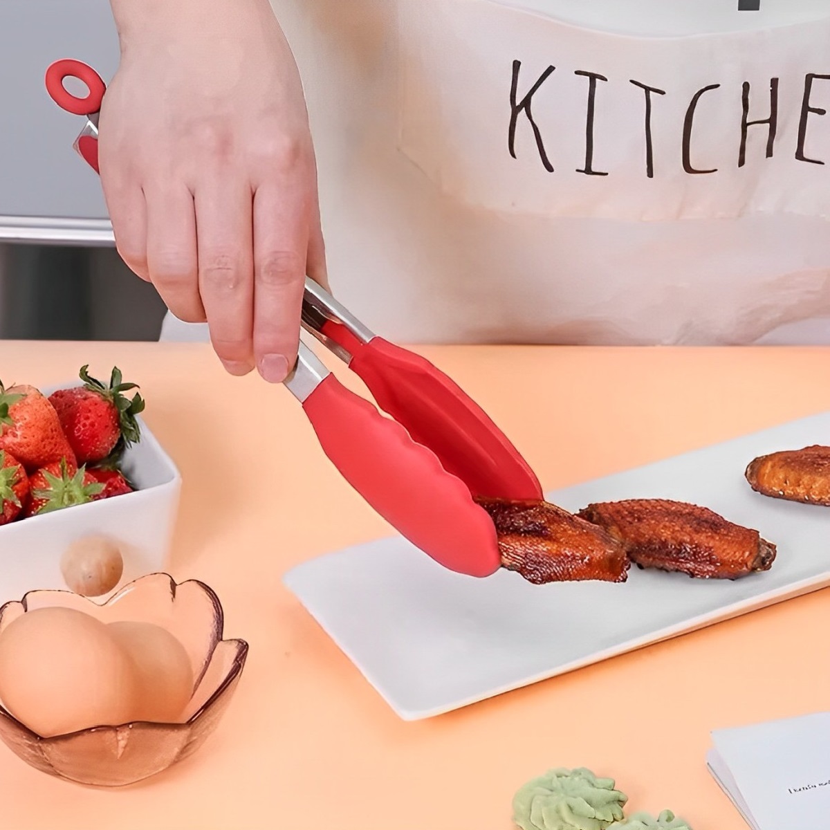 Pegador Premium em Silicone e Inox - Multiuso e Resistente Vermelho 
