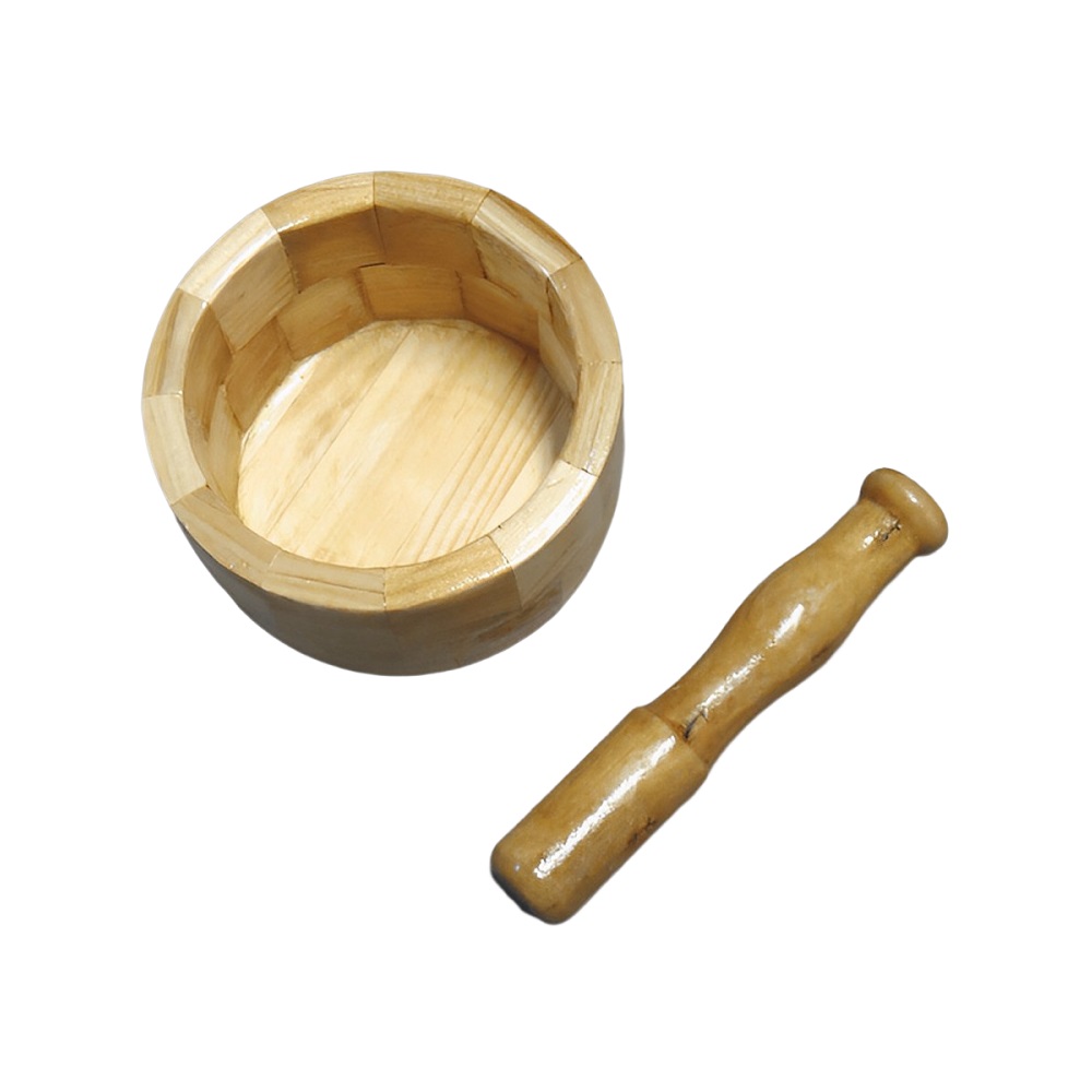 Pilão e amassador de bambu resistente para moer temperos 