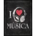 Placa Decorativa I Love Musica - MDF 