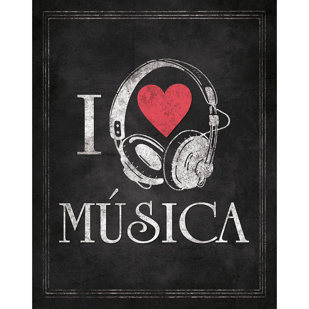 Placa Decorativa I Love Musica - MDF 