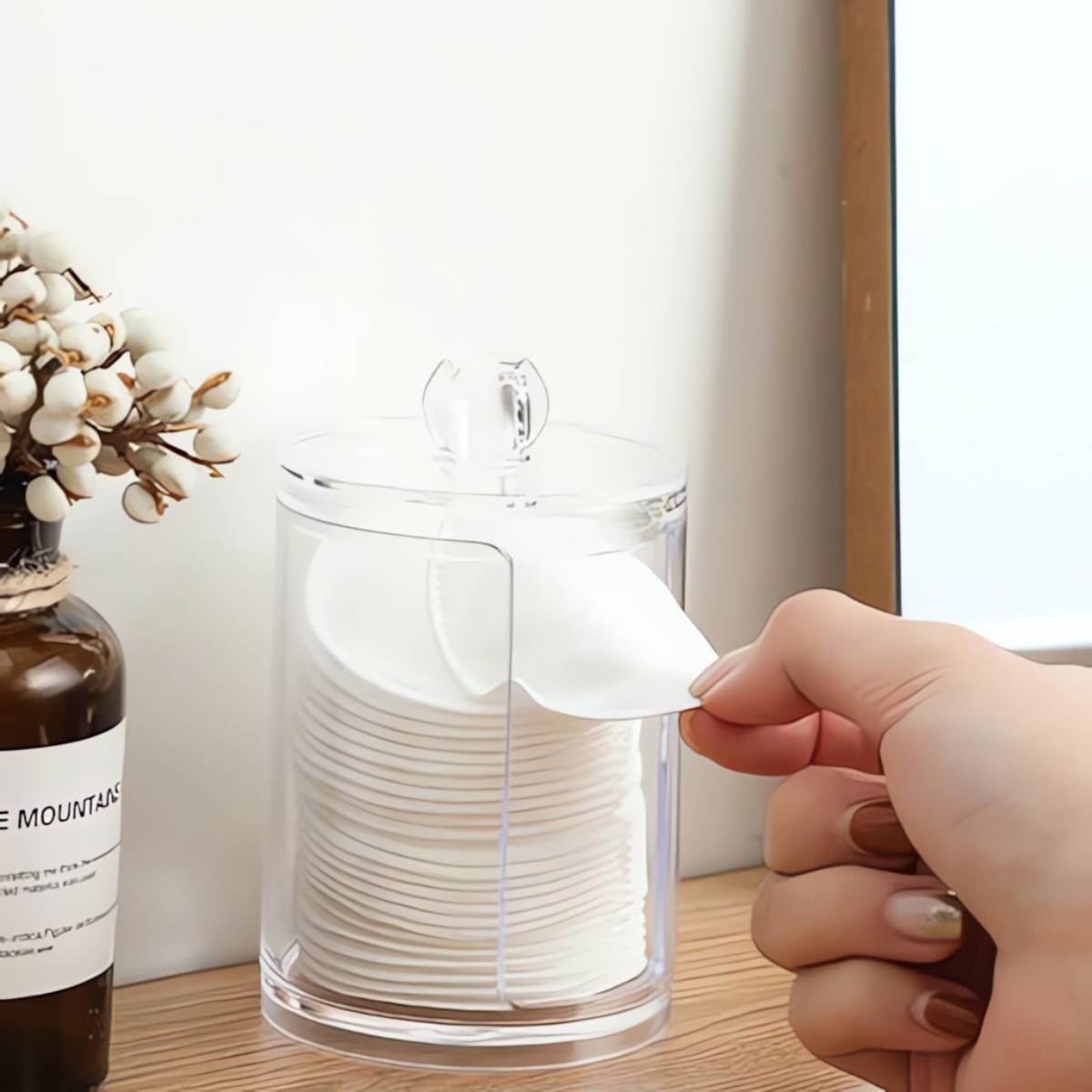Porta Algodão Disco e Cotonetes - Plástico - Organização para Maquiagem  