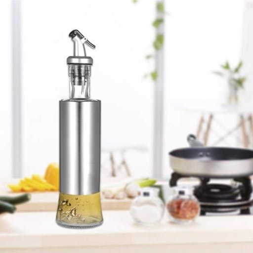 Porta Azeite Vinagre Óleo com Dosador - Aço Inox - 300ml 