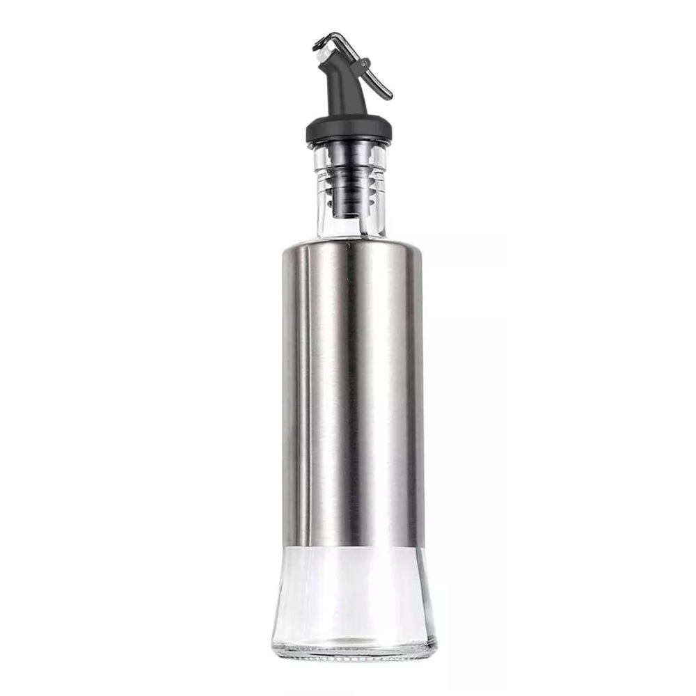 Porta Azeite e Vinagre com Bico Dosador Garrafa Vidro e Inox 