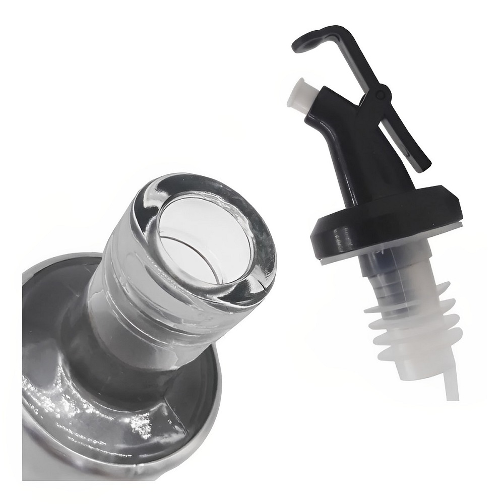 Porta Azeite e Vinagre com Bico Dosador Garrafa Vidro e Inox 