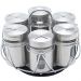 Porta Temperos Giratório com 6 Potes e Suporte - Inox 