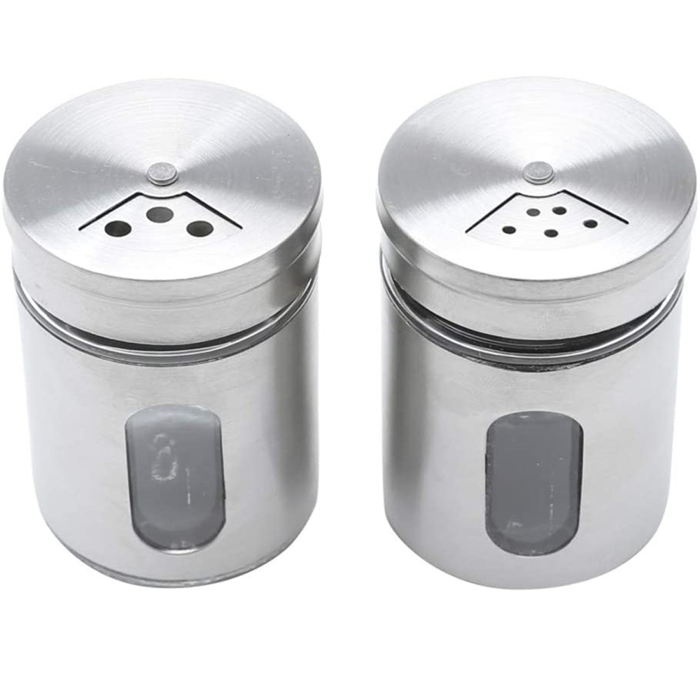 Porta Temperos Giratório com 6 Potes e Suporte - Inox 