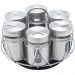 Porta Temperos Giratório com 6 Potes e Suporte - Inox 