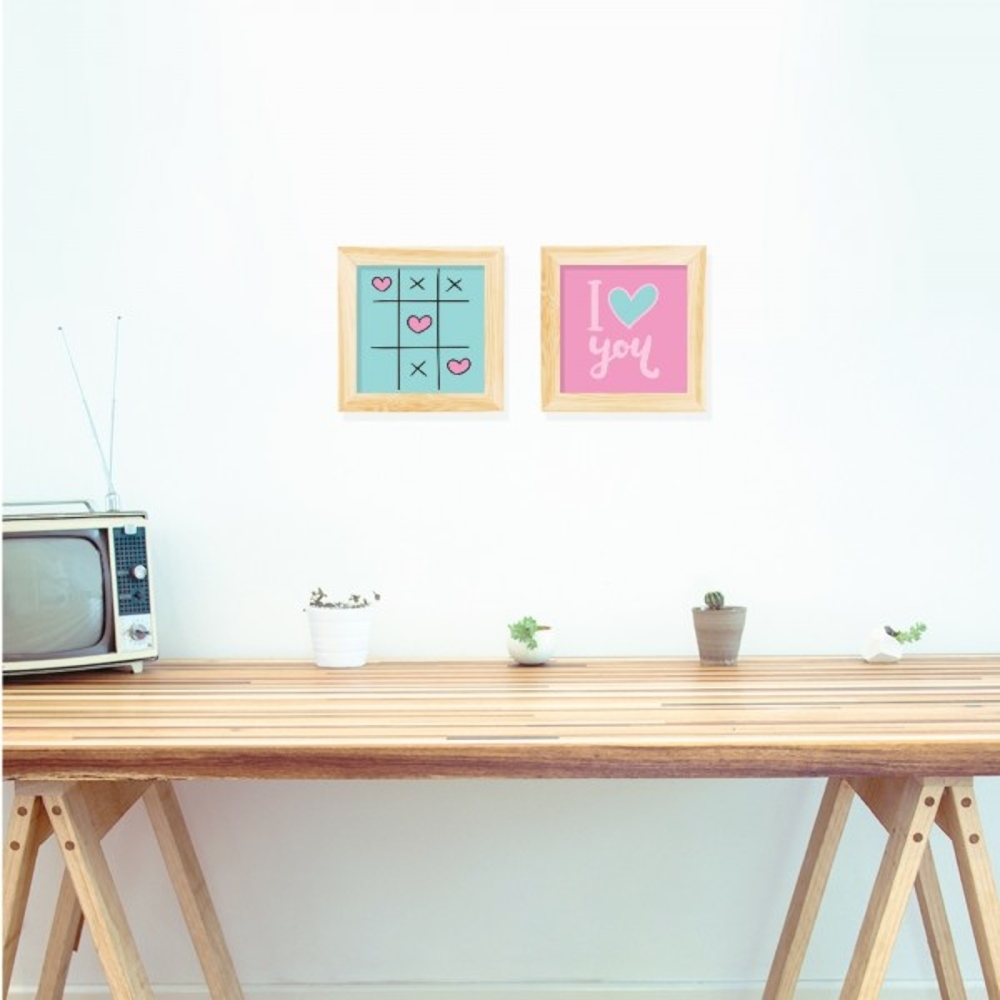 Poster, Kit com 2 Quadros para Parede Jogo do Amor  
