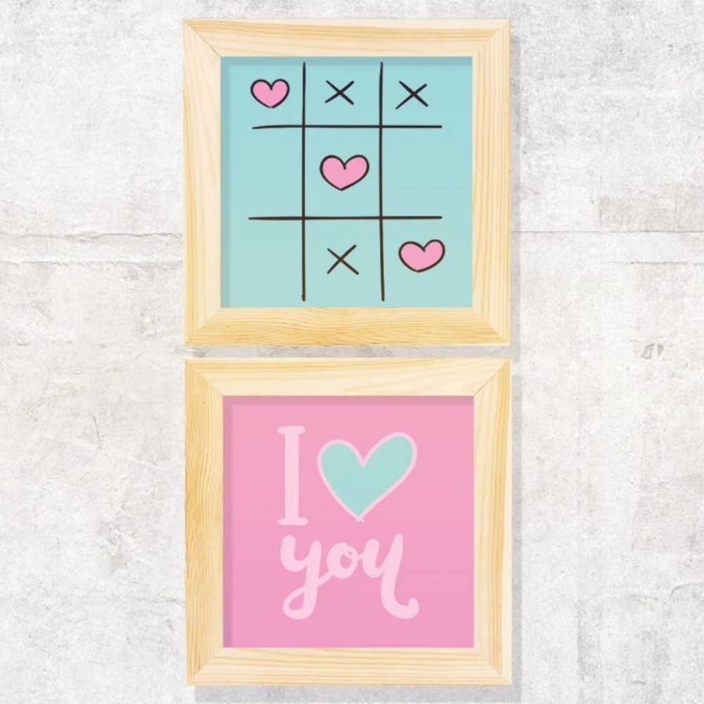 Poster, Kit com 2 Quadros para Parede Jogo do Amor  