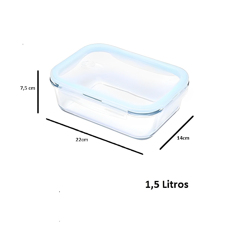 Pote Hermético Vidro Borossilicato Resistente a Calor com Tampa 1,5L 