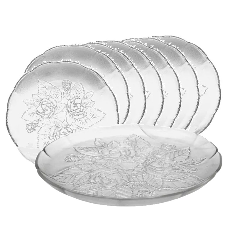 Prato de Sobremesa - Conjunto com 7 Peças em Vidro