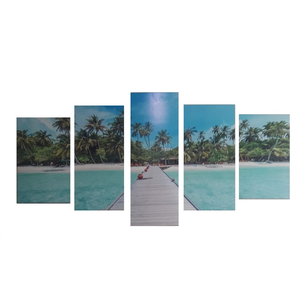 Quadro Decorativo MDF 5 Peças - Praia - Carisma