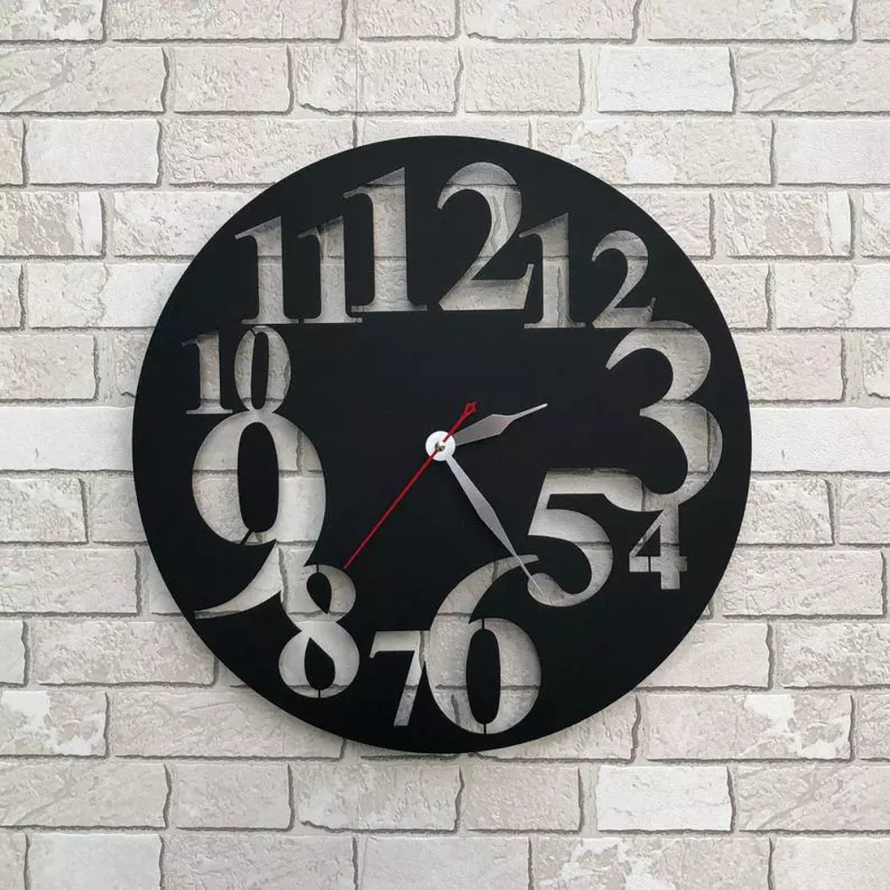 Relogio de Parede Madeira Numeros Grande Preto - Carisma