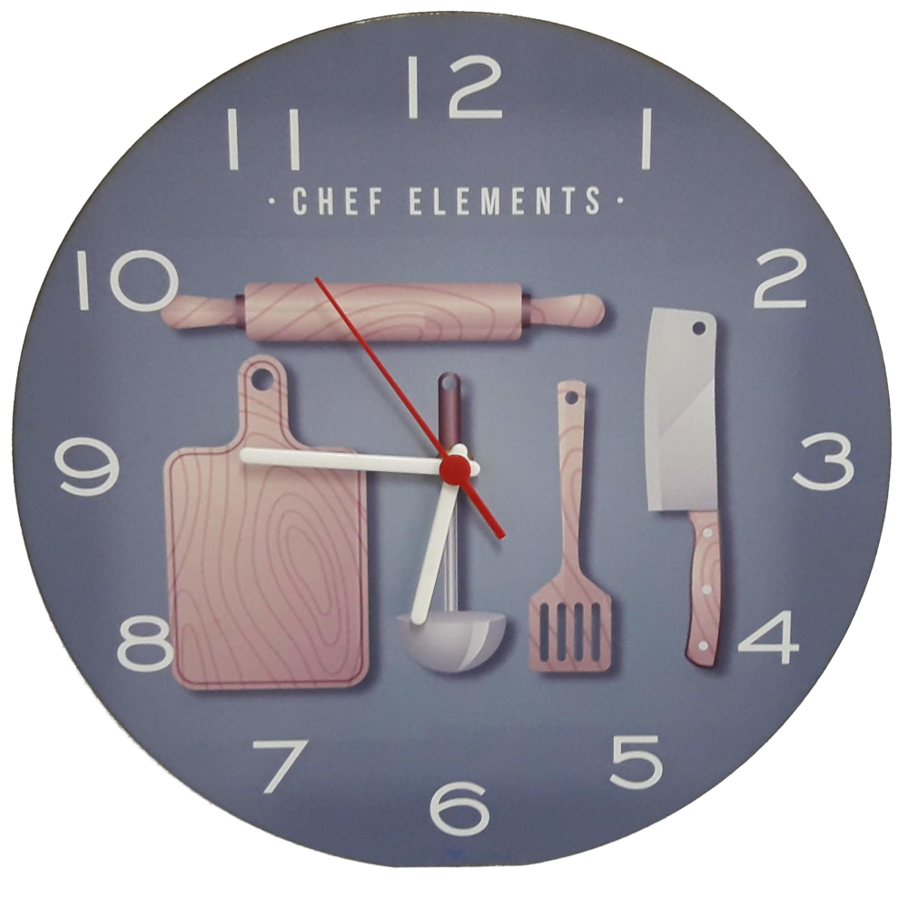 Relogio de Parede para Cozinha Utensilios 30x30cm - Carisma