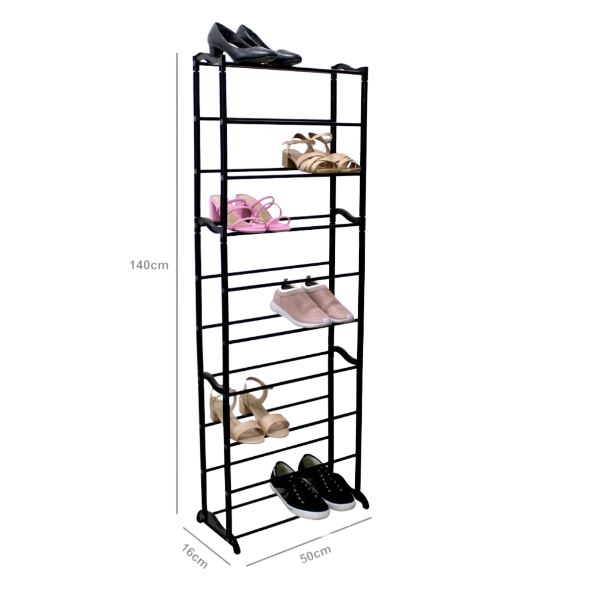 Sapateira Desmontável 20 Pares - 140x50x16cm Preto -  Organização de sapatos com praticidade! 