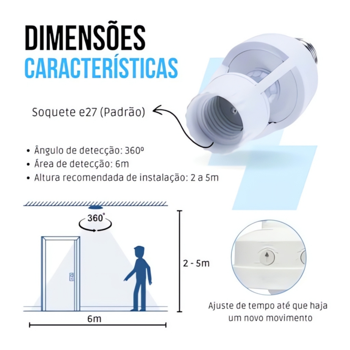 Sensor Automático de Presença Soquete E27 
