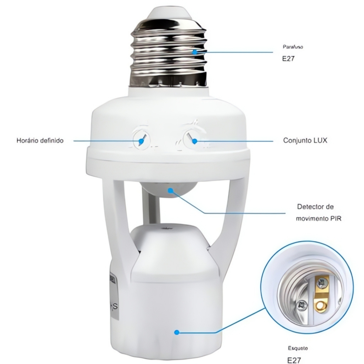 Sensor Automático de Presença Soquete E27 
