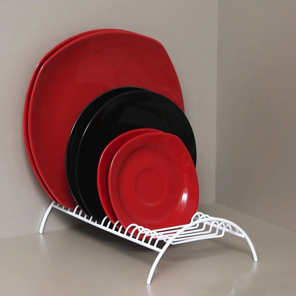 Suporte Para Pratos  Aço  Branco - Comporta de 15 a 17 Pratos