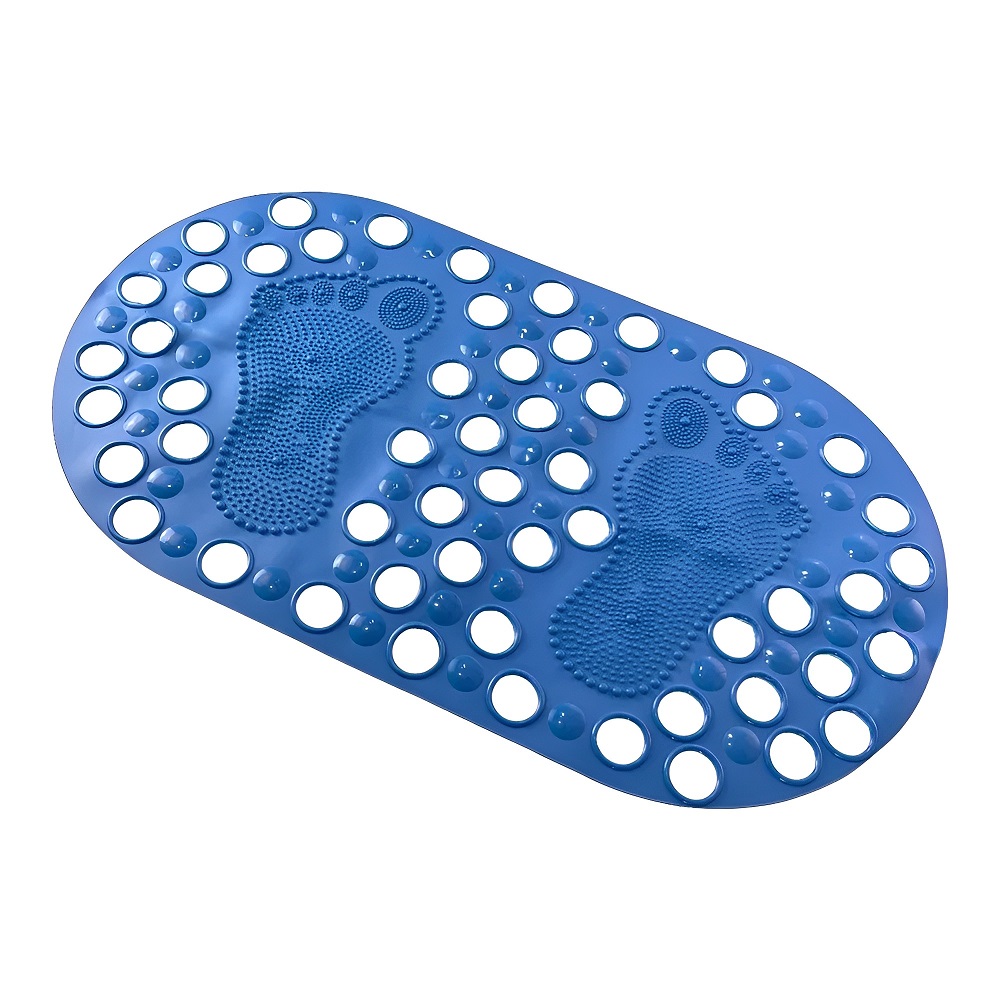Tapete Antiderrapante para Box de Banheiro com Mini Ventosas - Pé - Azul 