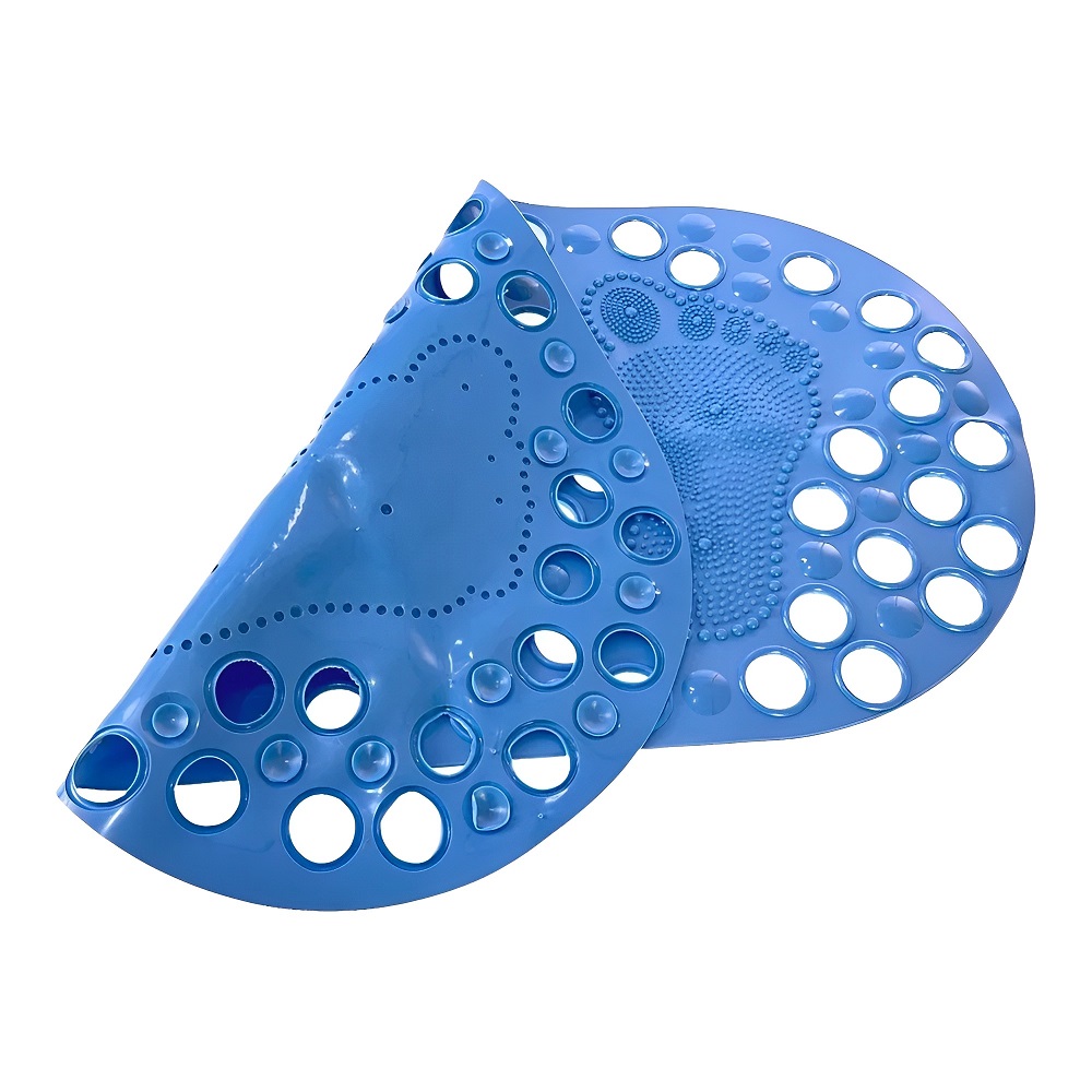 Tapete Antiderrapante para Box de Banheiro com Mini Ventosas - Pé - Azul 