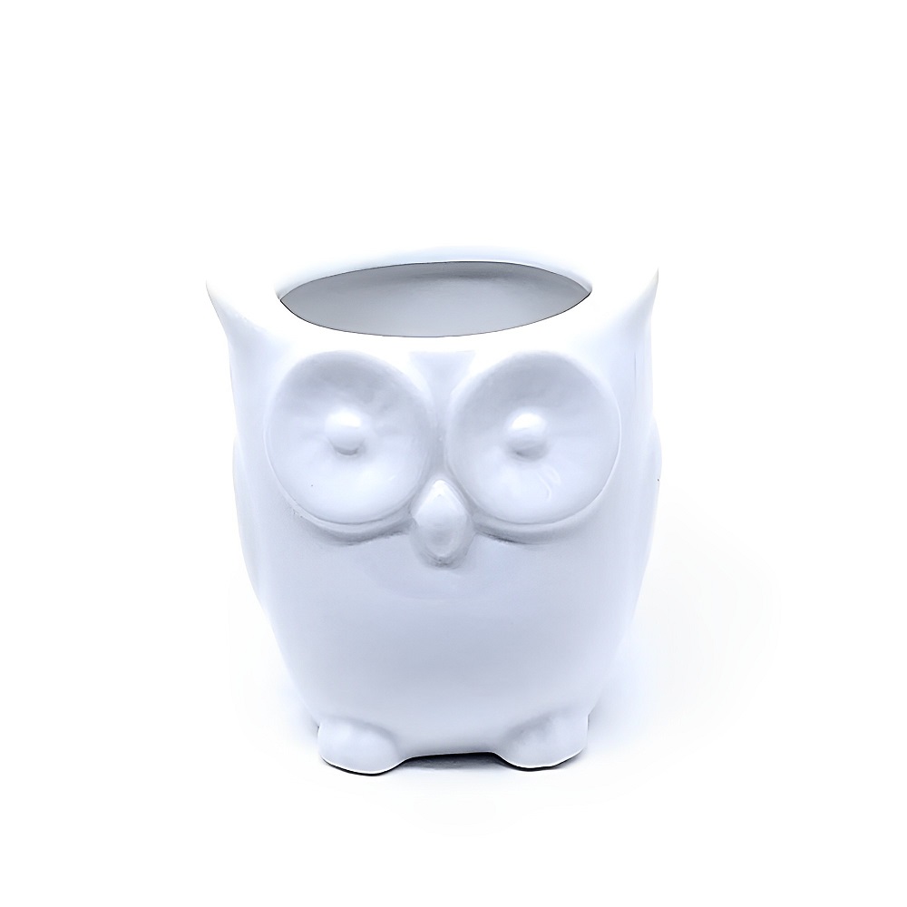 Vasinho Cachepot de Cerâmica Modelo Coruja para Decoração 