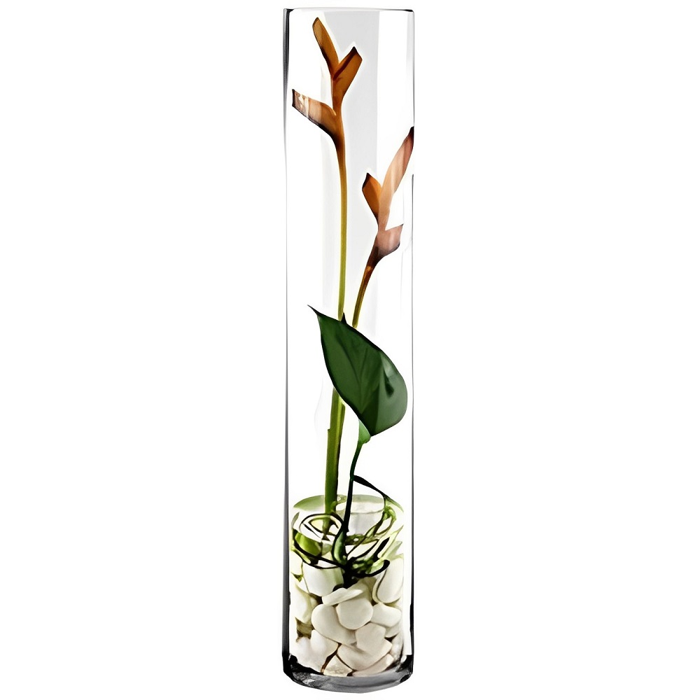 Vaso Cilíndrico de Vidro 14x60cm para Arranjos Florais em Eventos e Decoração 