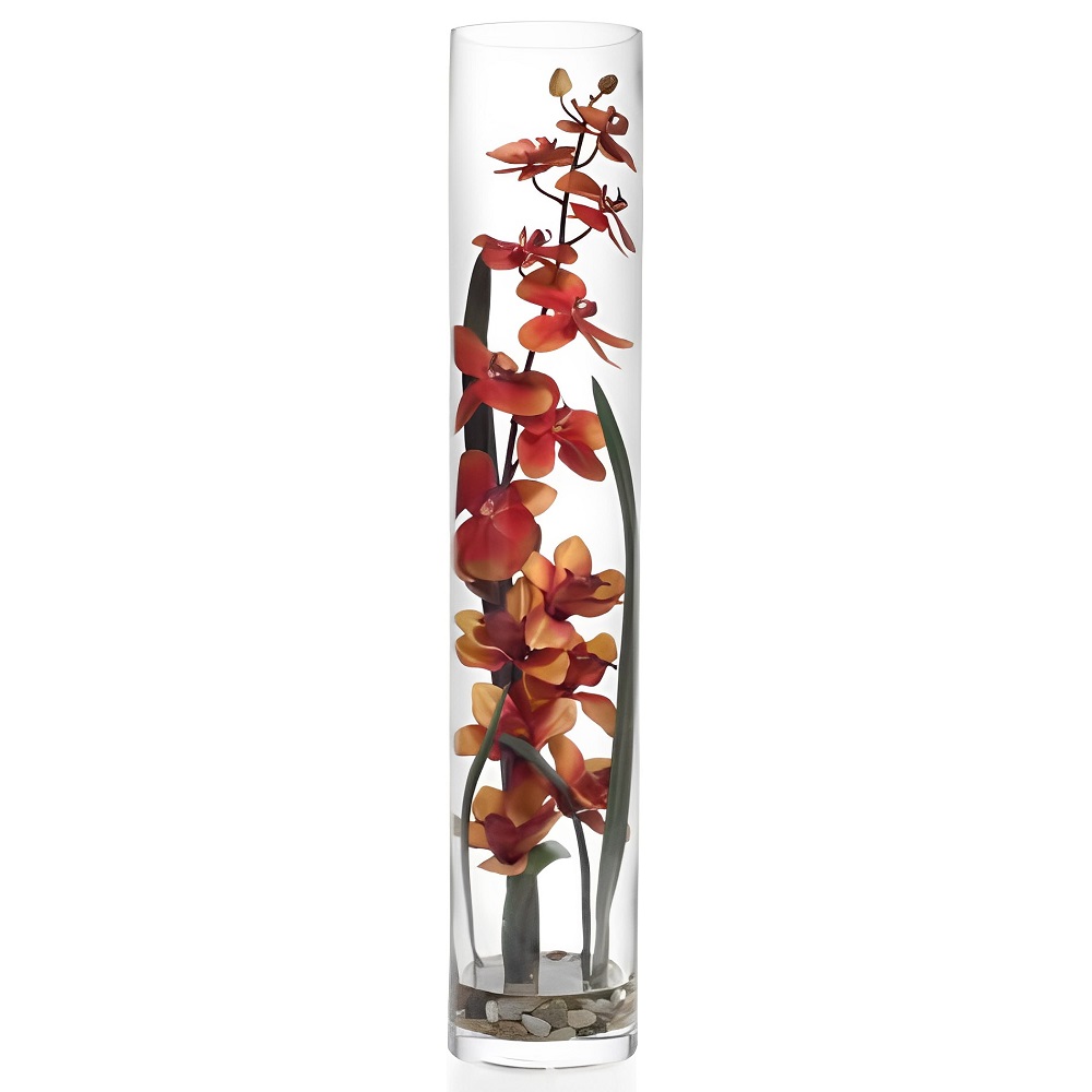 Vaso Cilíndrico de Vidro 14x60cm para Arranjos Florais em Eventos e Decoração 