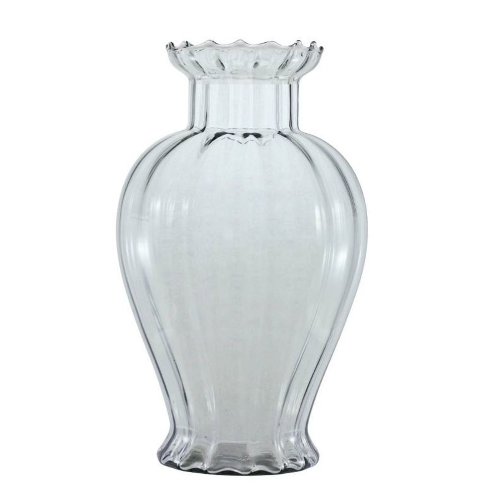 Vaso Decorativo Vidro Canelado Flor Mesa Sala Festas 