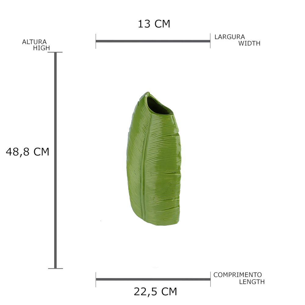Vaso Grande Ceramica Folha de Banana Verde - Lojas Carisma