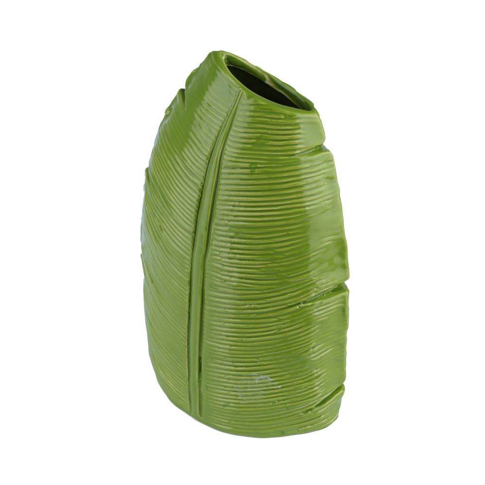Vaso Medio Ceramica Folha de Banana Verde - Lojas Carisma