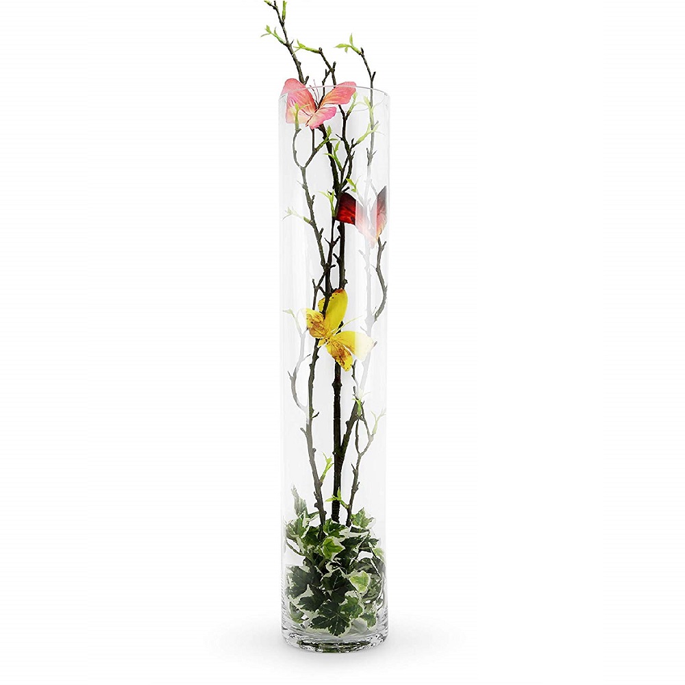 Vaso Vidro Cilindro Grande Comprido 40x14cm Transparente 