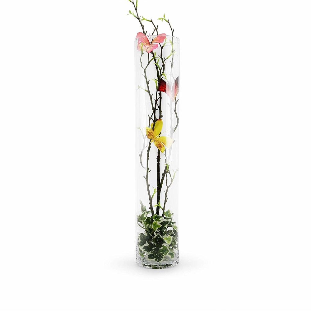 Vaso Vidro Cilindro Grande Comprido 50x20 cm Transparente 