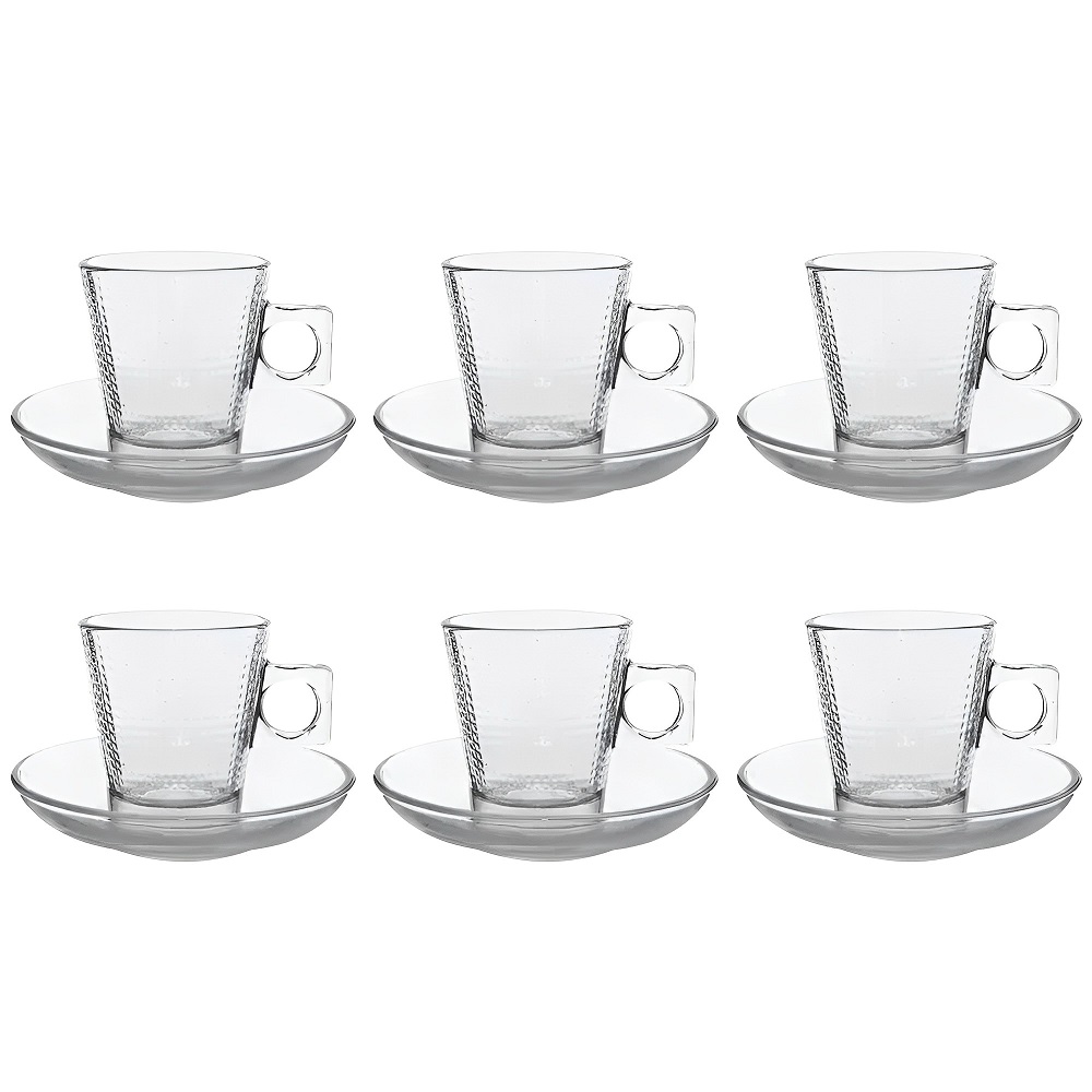 Xícaras Vidro Square 80ml - Jogo Xícaras 12 Peças Café Expresso, Chá 