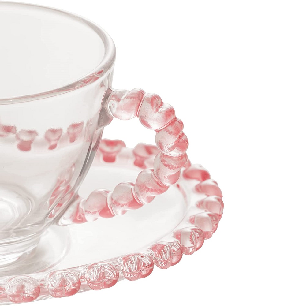 Xicara de Café com Pires 80ml Coração Cristal 