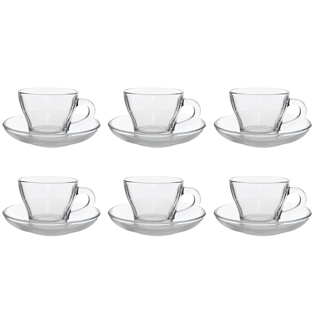Xicara de Vidro Egipcio Marocco - Conjunto 6 Xicaras e 6 Pires - Chá e Cafe - 90ml 