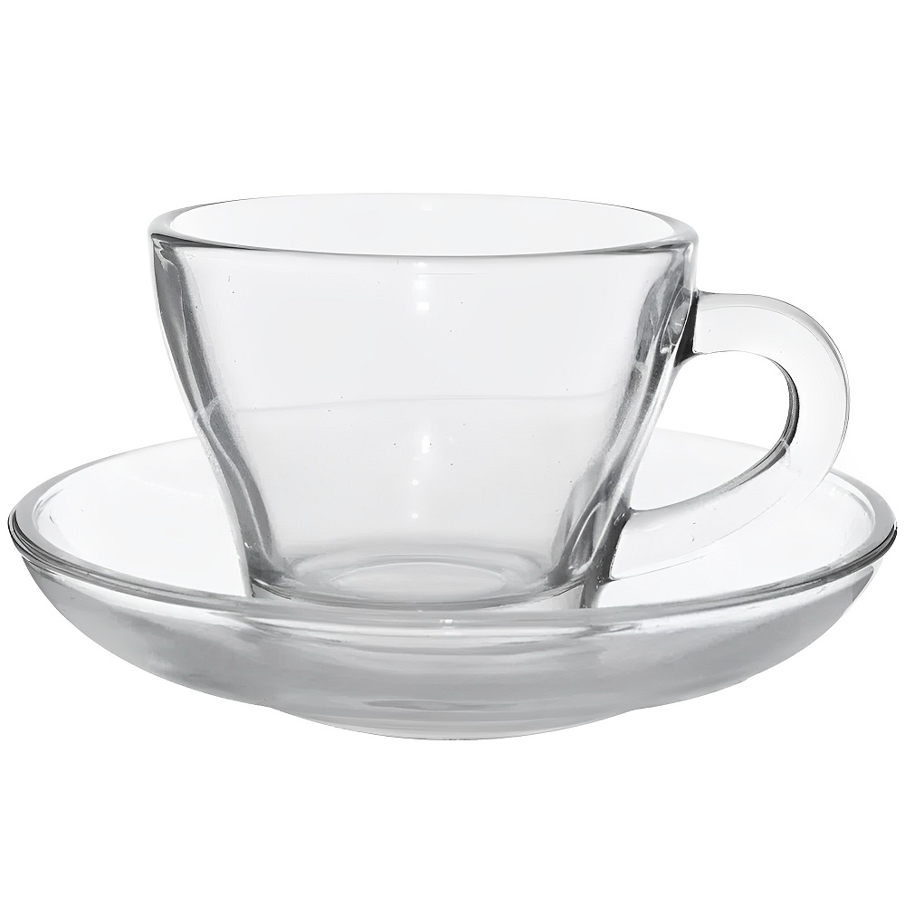 Xicara de Vidro Egipcio Marocco - Conjunto 6 Xicaras e 6 Pires - Chá e Cafe - 90ml 