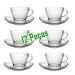 Xicara de Vidro Egipcio Marocco - Conjunto 6 Xicaras e 6 Pires - Chá e Cafe - 90ml 