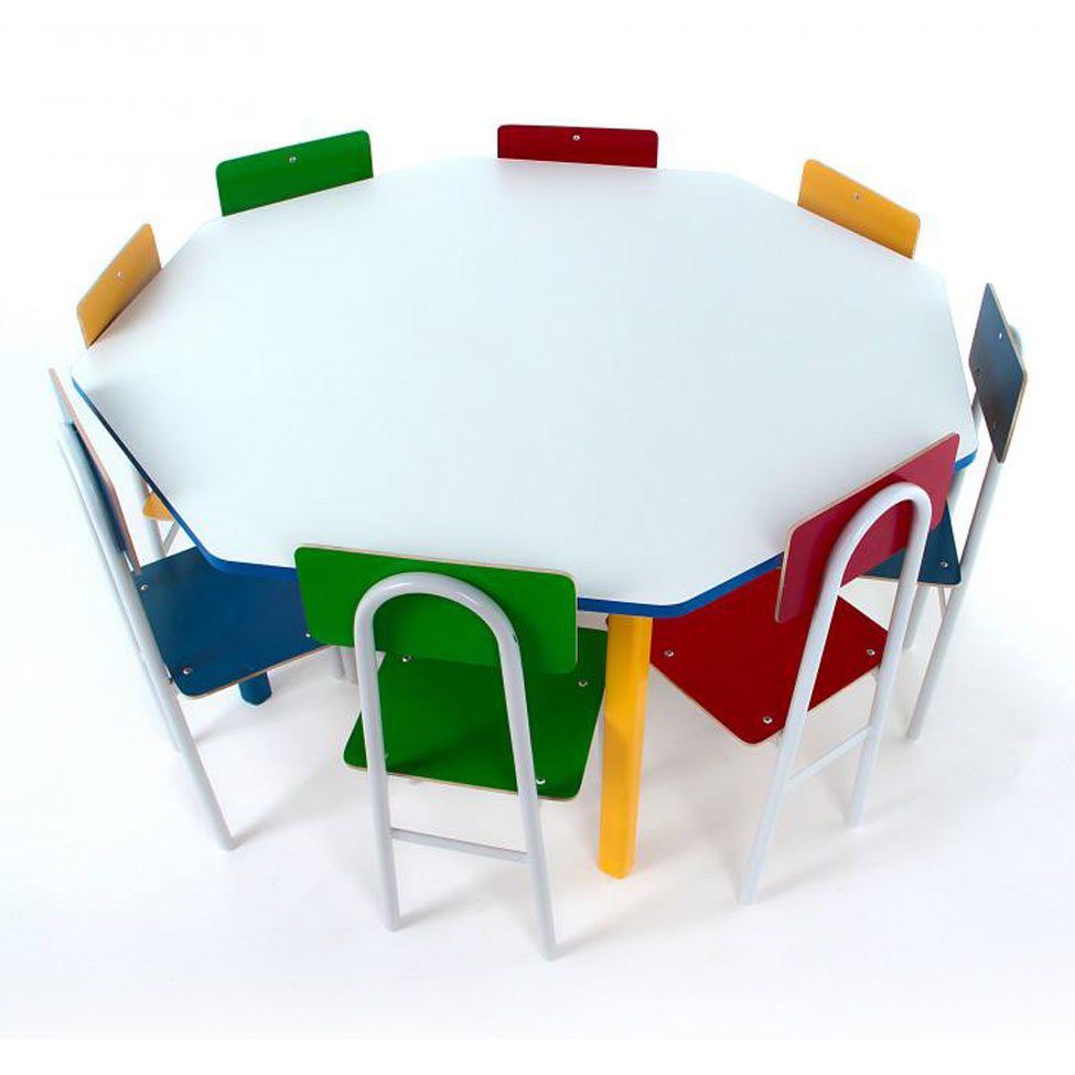 [OUTLET] Conjunto de Mesa Oitavada com 8 Cadeiras Umbridge Colorido