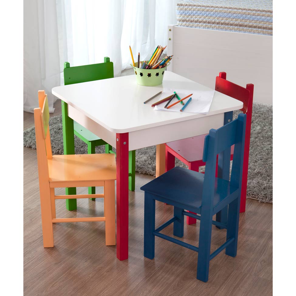 Conjunto de Mesa Quadrada com 4 Cadeiras Ferrum I Colorido