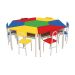 Conjunto de Mesa Sextavada com 6 Cadeiras School Colorida