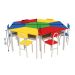 Conjunto de Mesa Sextavada com 6 Cadeiras School Colorida