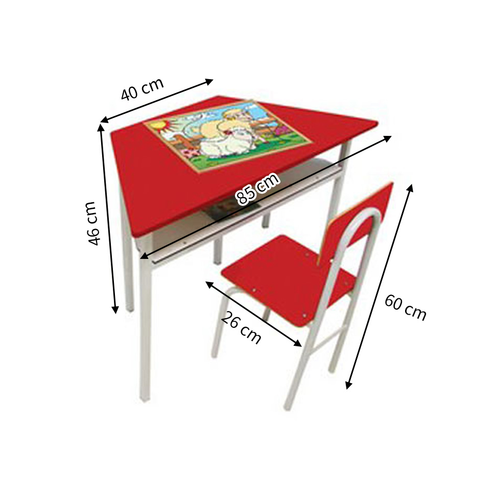 Conjunto de Mesa Sextavada com 6 Cadeiras School Colorida