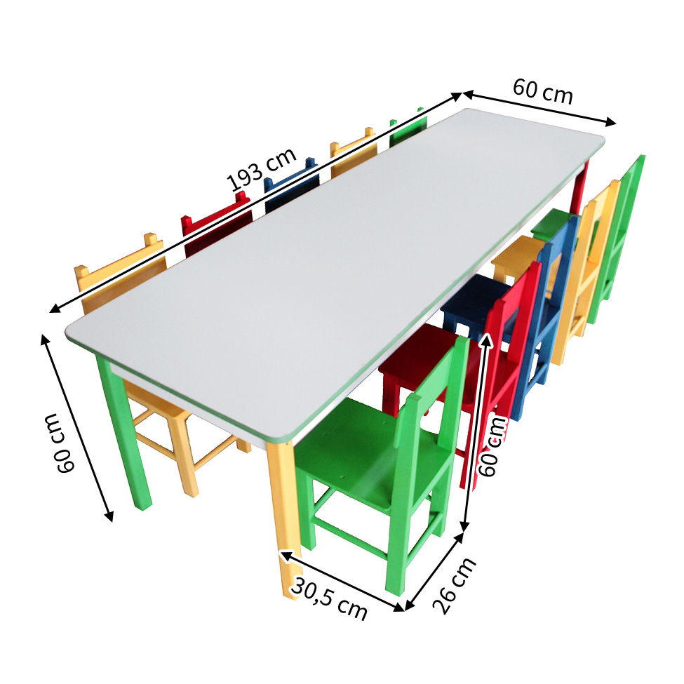 Conjunto de Mesa Retangular com 10 Cadeiras Jah Colorido